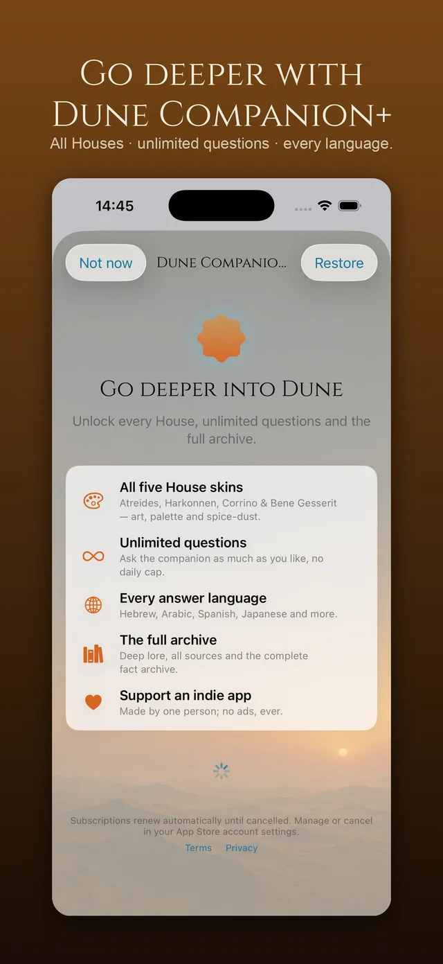 Settings and Companion+ upgrade